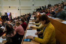 На центральной площадке проведения Географического диктанта в МГУ. Фото: Анна Юргенсон / пресс-служба РГО